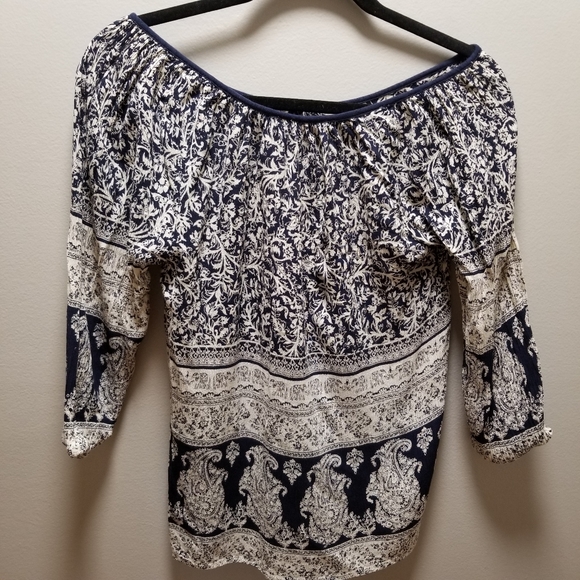 Angie Size S 3/4 Sleeve Elephant Print Boho Top - Picture 5 of 5